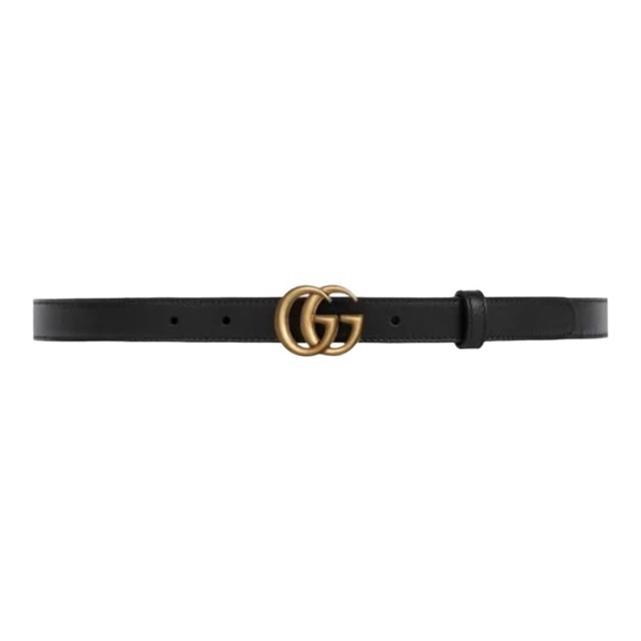 GUCCI SLIM LEATHER BELT WITH DOUBLE G BUCKLE main image 2
